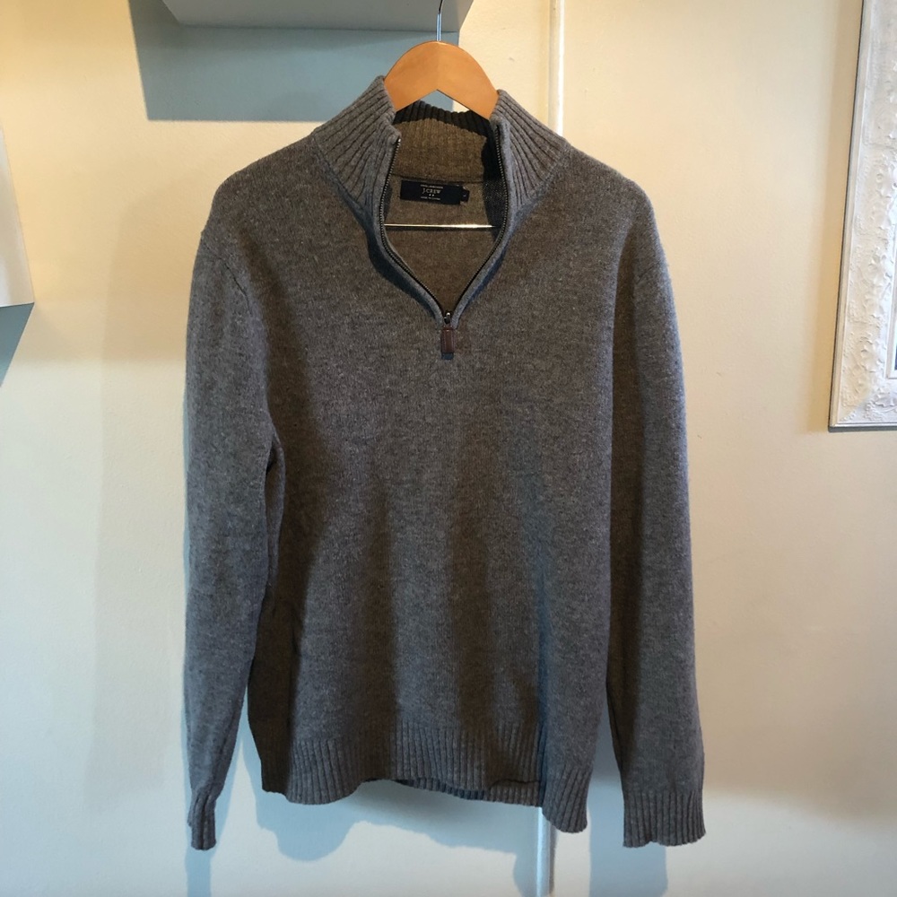 J Crew Lambs Wool Half Zip Sweater